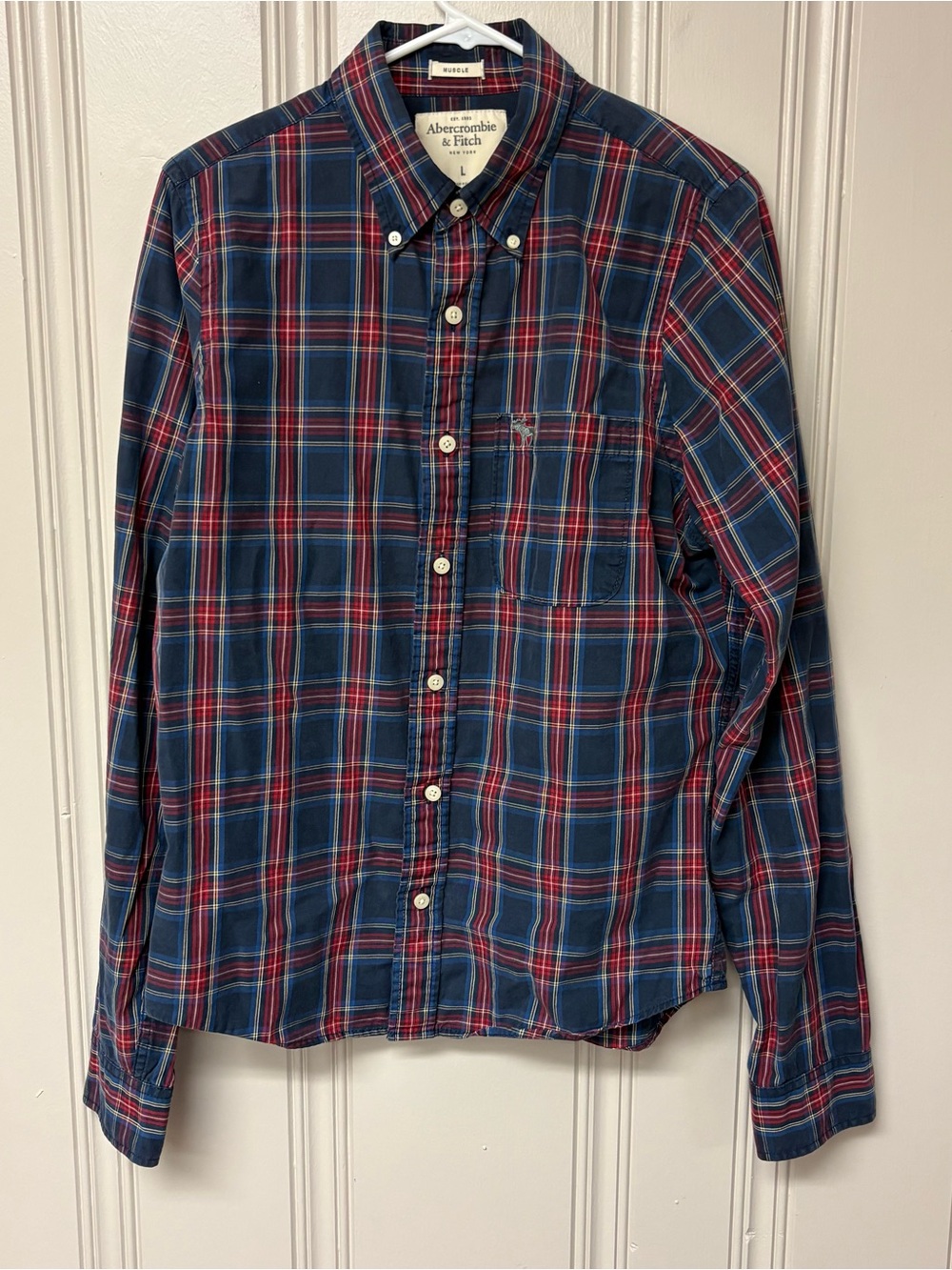 Vintage Abercrombie & Fitch Muscle Plaid Button Down Shirt Men’s L Y2K 0270
